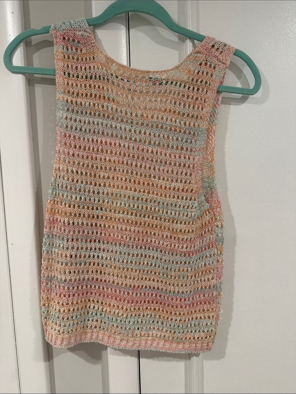 Crochet Knit Tank Top in Pastel Multi - Picture 3 of 3